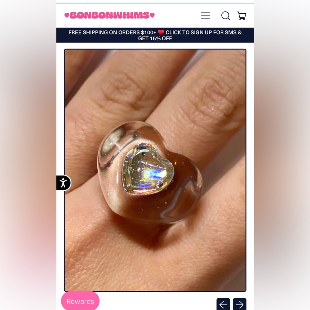 Y2K Iridescent heart ring